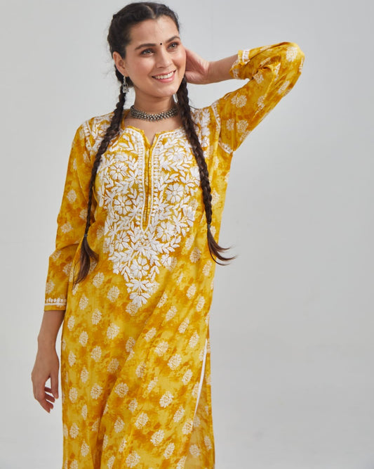 Mulmul Kurta in Yellow