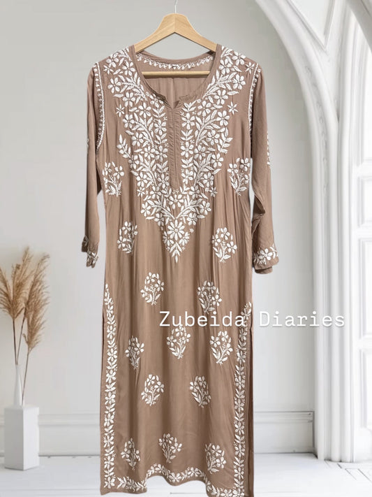 Nazakat Modal Kurta~Brown