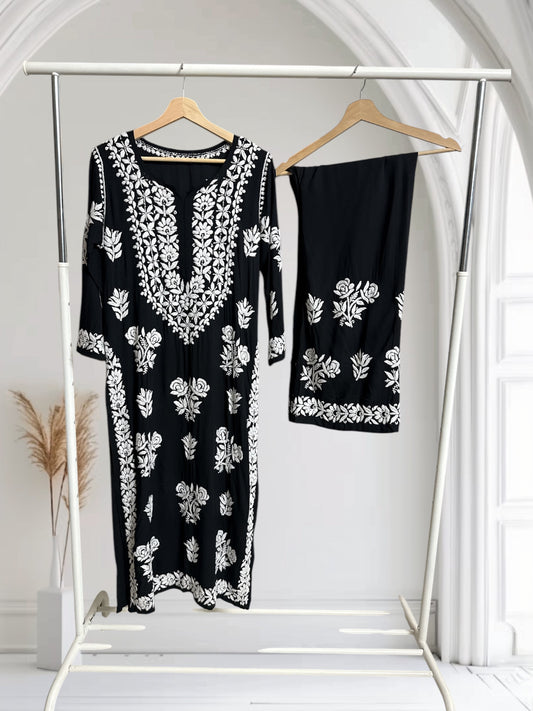 Black- Hand embroidered modal set