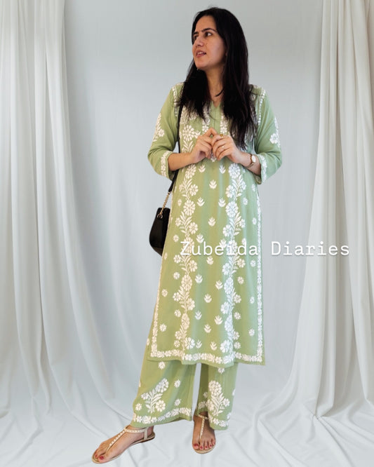 Pistachio Green ~ Rayon Kurta Palazzo Set