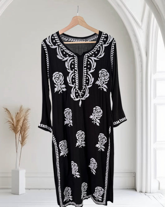 Rose Modal Kurtas ~ Black