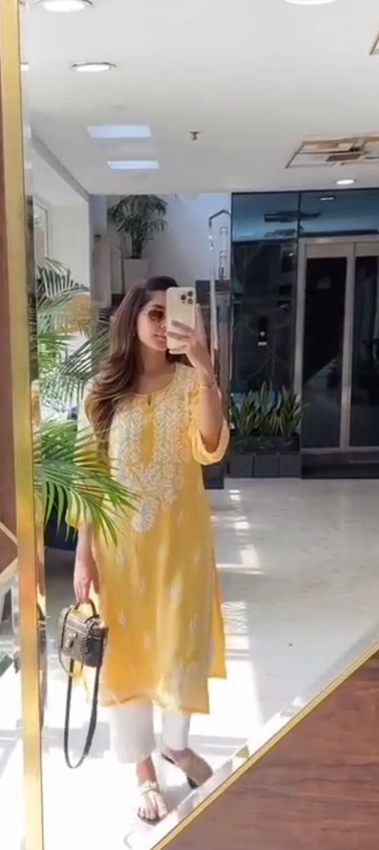 Meher Taluja in Rayon Boota-Embroidery Kurta