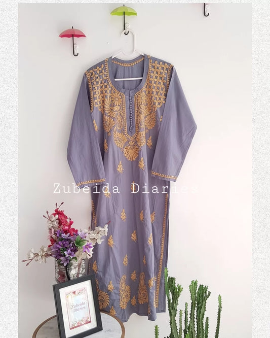 Rozana Cotton Kurta - Grey