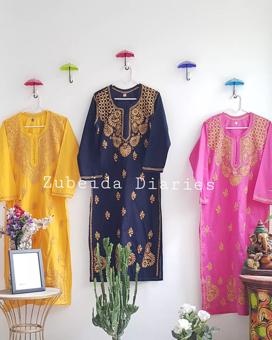 Rozana Cotton Kurta - Queen Pink